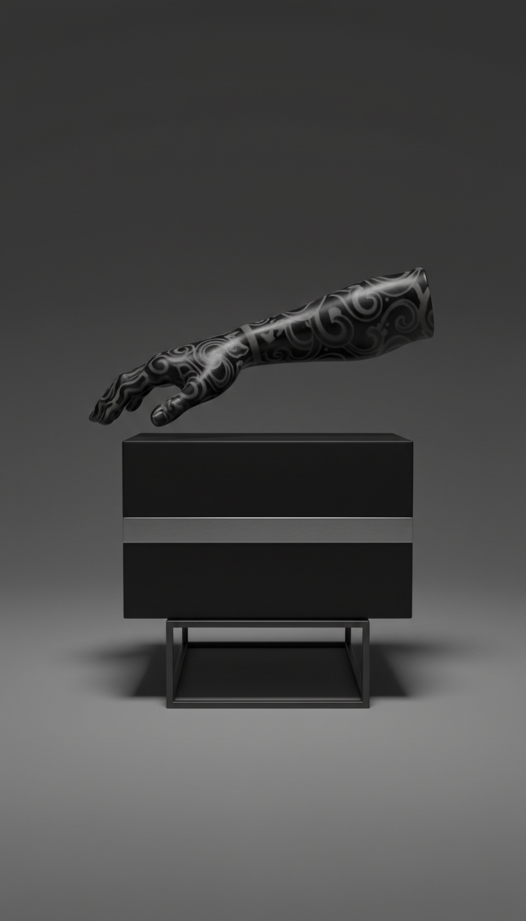 Black and silver packaging box signature