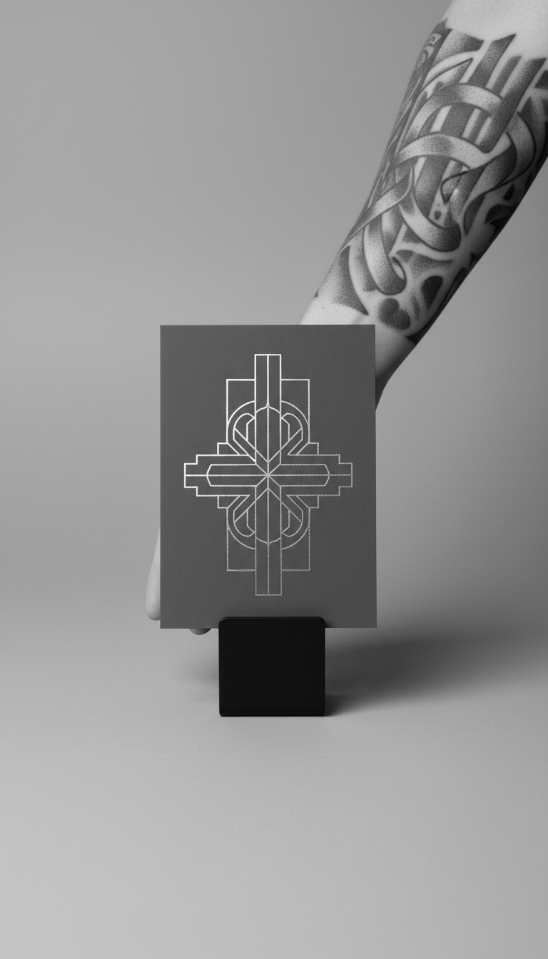 Minimalist appointment card with silver detailing