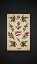 Original Tattoo Flash Sheet with Signature